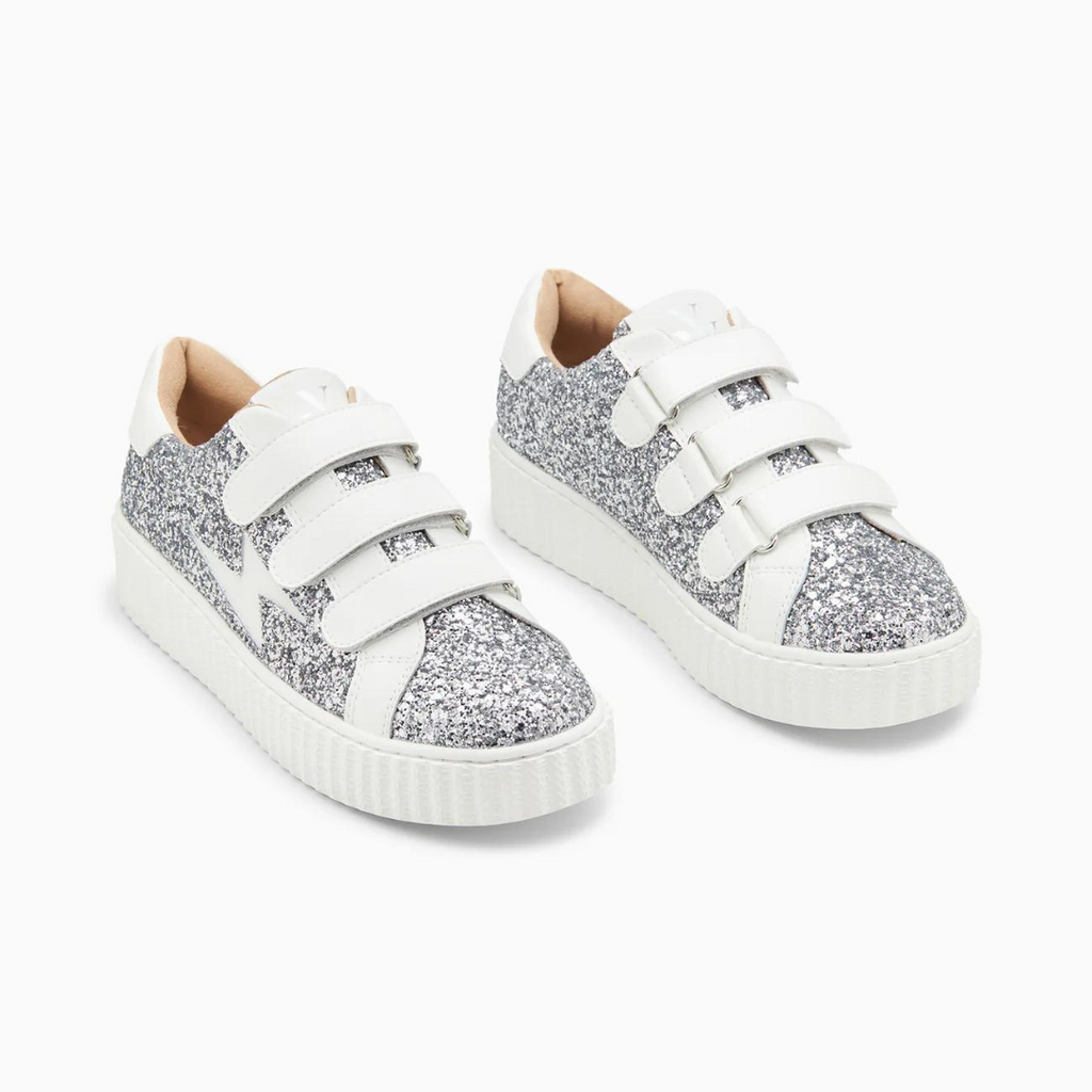 Baskets éclair Marielle à paillettes argent