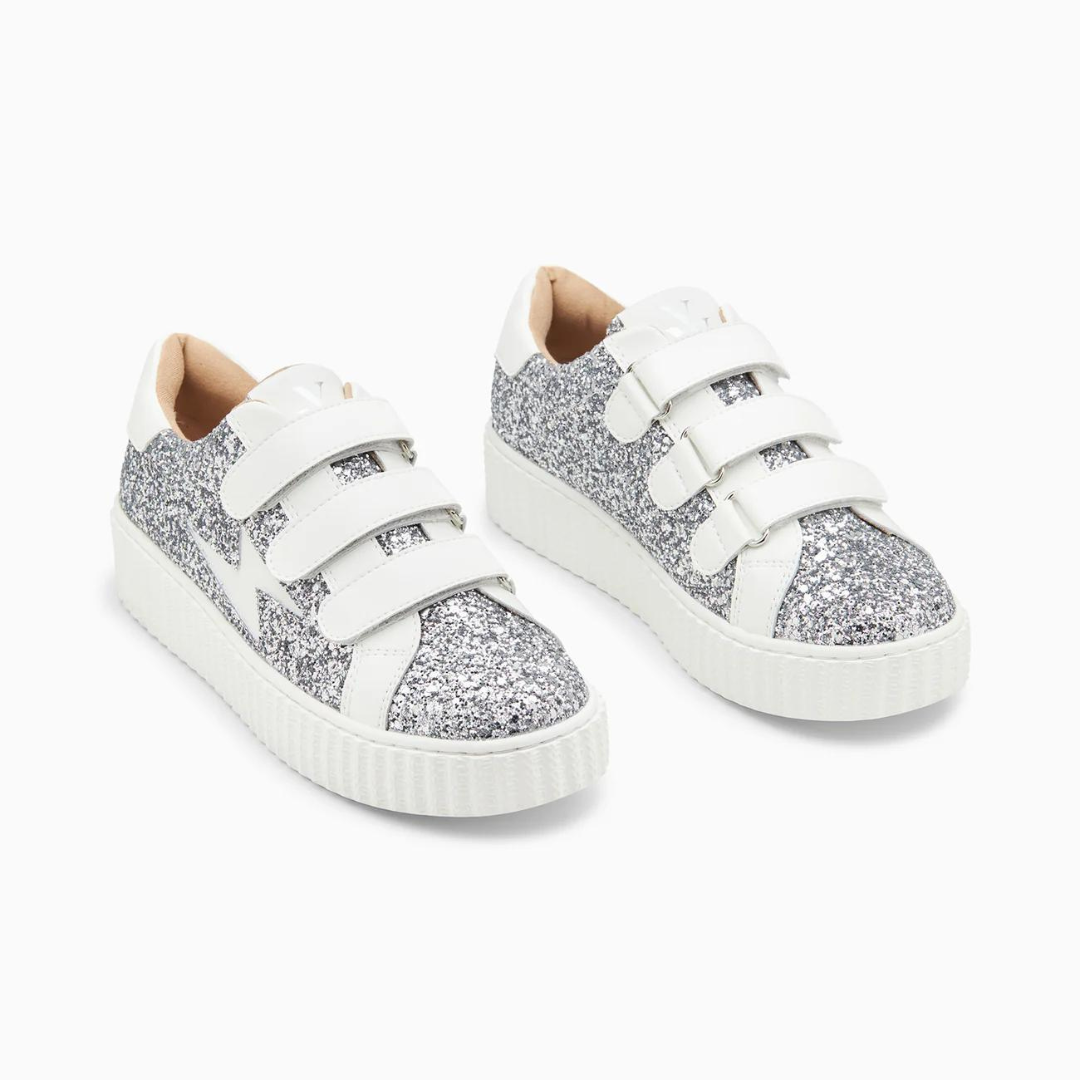 Baskets éclair Marielle à paillettes argent