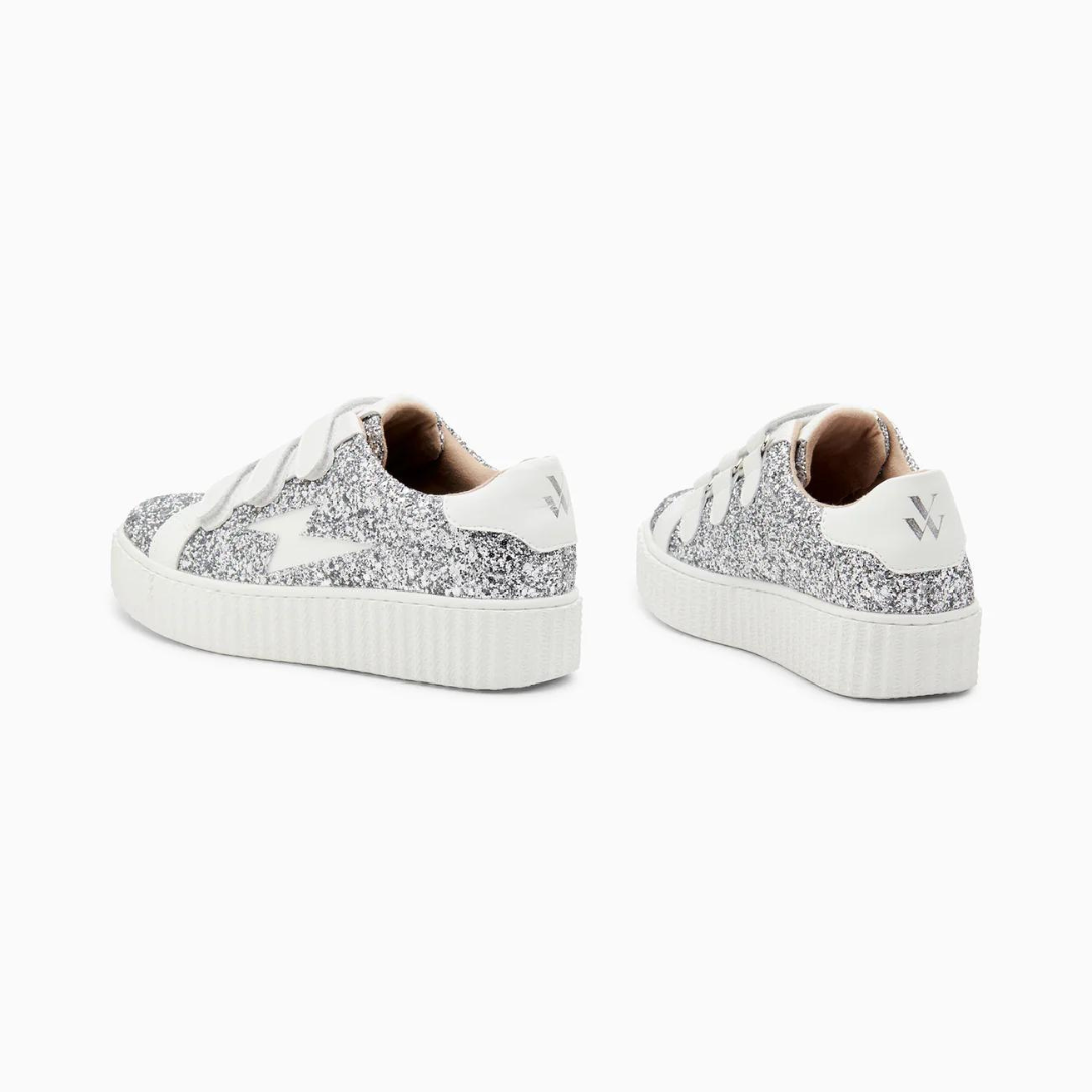 Baskets éclair Marielle à paillettes argent